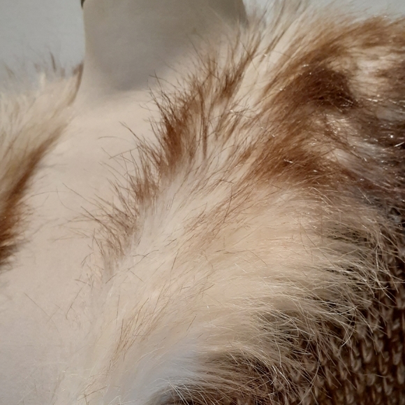 OONA & MAUD FAUX FUR NECK LONG CARDIGAN J867 - Picture 8 of 8